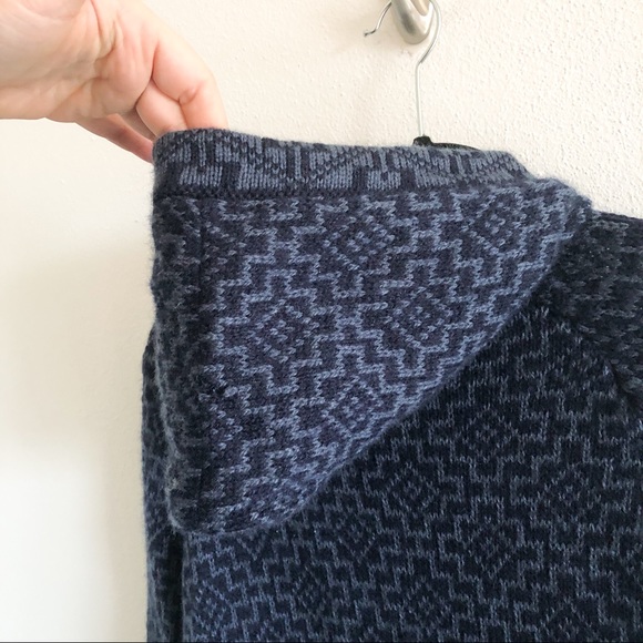 BLUE hooded zip up knit soft cozy sweater - Picture 8 of 12